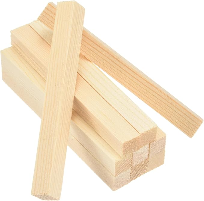 MECCANIXITY 10Pcs Wood Strips Slats, 3/8" x 3/8" x 4" Thin Wood Sticks Flat