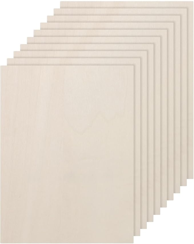 DMiotech 12 Pack 8 x 6 x 1/13 Inches 2mm Thick Wood Sheets Basswood Sheets