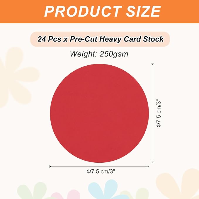 MECCANIXITY 24 Pcs Circle Card Stock, 3 Inch Round Cutouts Paper Thick