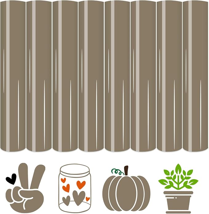 HTVSTD Dull Brown Boho HTV Heat Transfer Vinyl 8pcs 12×10in | Dark Boho