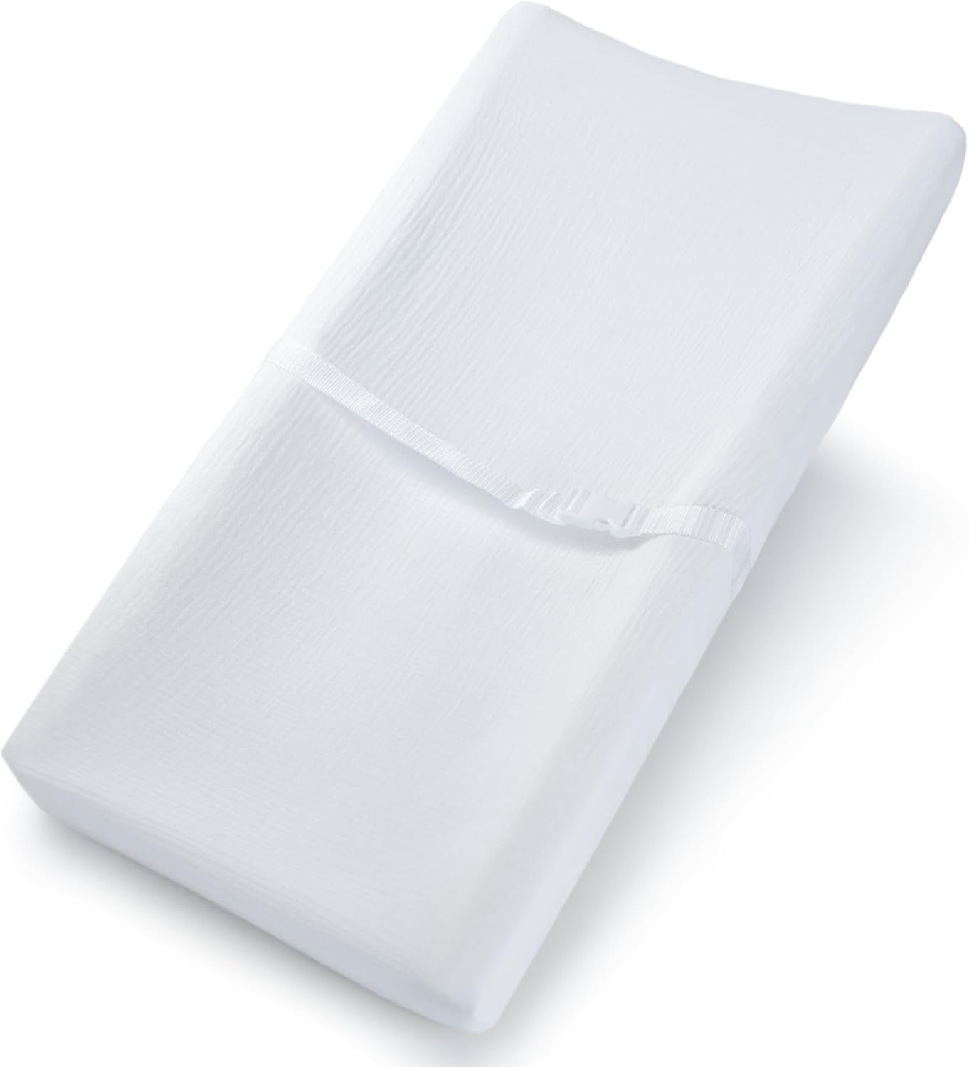 Comfy Cubs Muslin Fitted Changing Pad Cover - Soft, Breathable & Washable 100% Cotton Fitted Sheet for Baby's Comfort - Universal Fit for Flat & Curved Baby Changer Pad - White