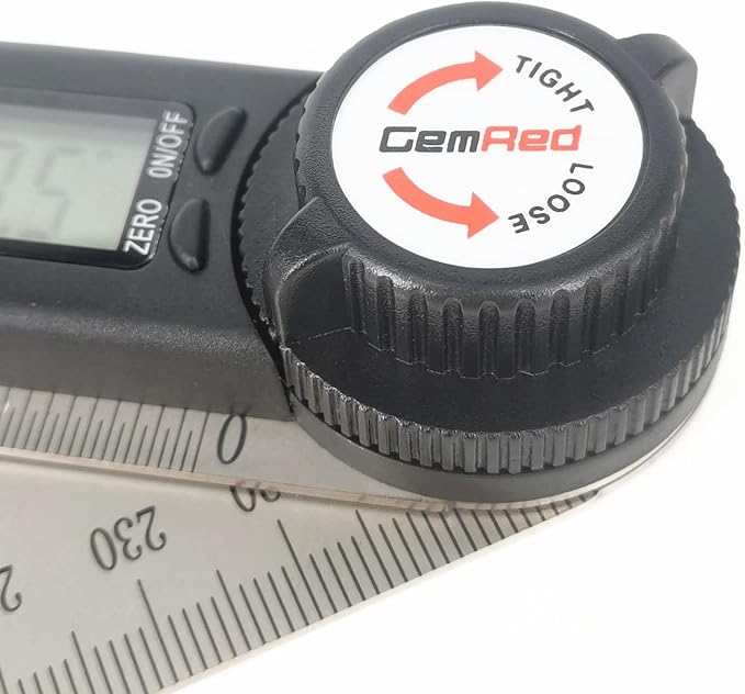 GemRed 82305 Digital Angle Finder Protractor Stainless Steel | Black Buttons