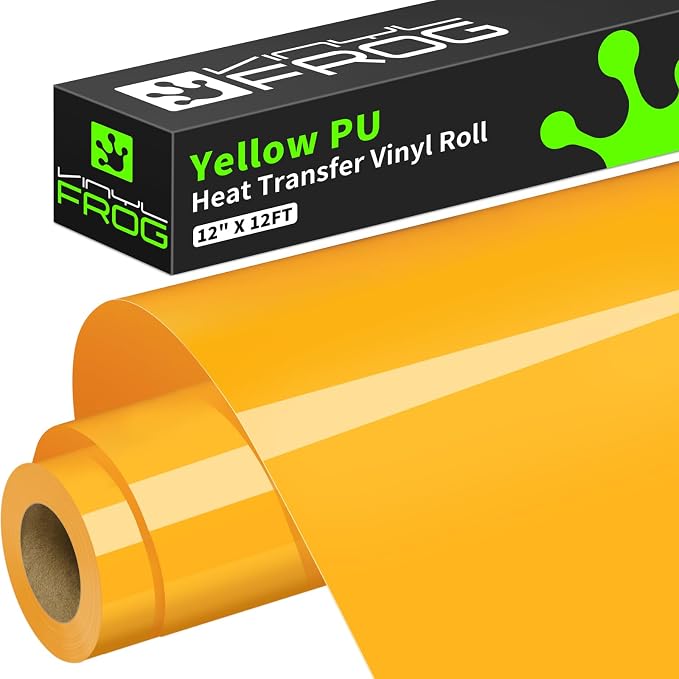 VINYL FROG Yellow Heat Transfer Vinyl Roll 12" x12ft Matte HTV Vinyl | Yellow