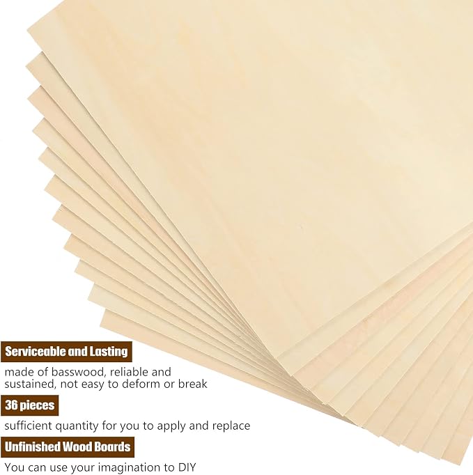 Riakrum Basswood Sheets Plywood Board Unfinished Wood Boards
