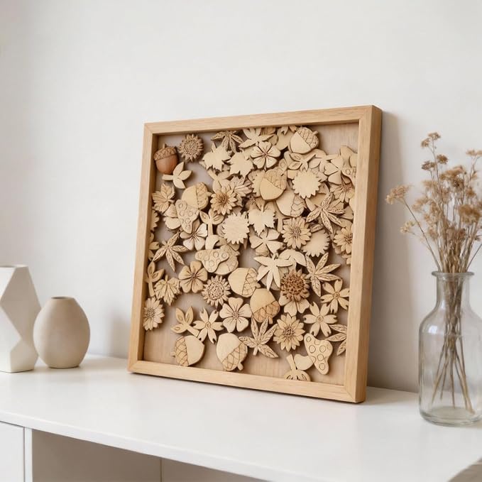 100 Pcs Unfinished Wooden Cutouts Mini Nature Shapes | DIY Craft Supplies