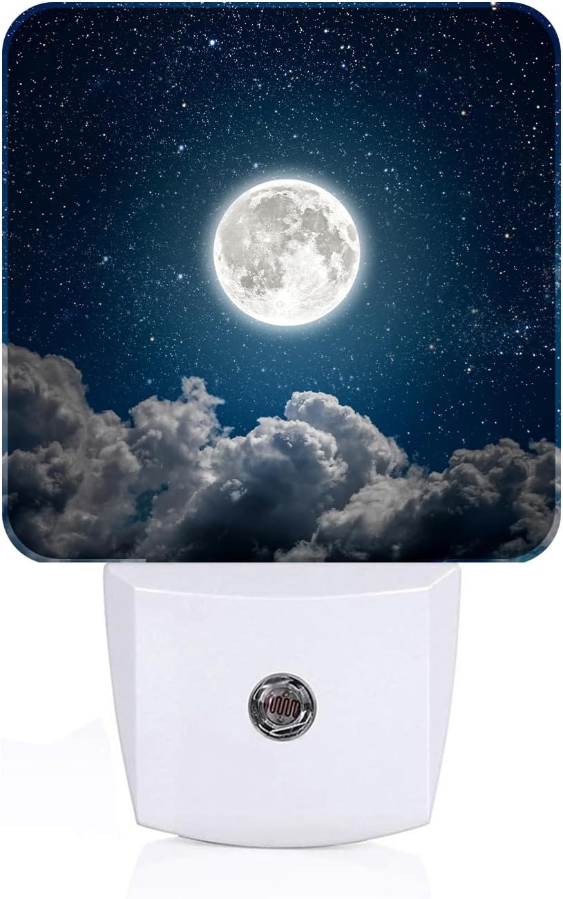 Starry Sky and Moon Night Light,Plug Into Wall Decor for Stairway,Hallway,Kitchen,Dusk to Dawn Sensor Nightlights for Boys/Girls/Women/Men Room Gifts