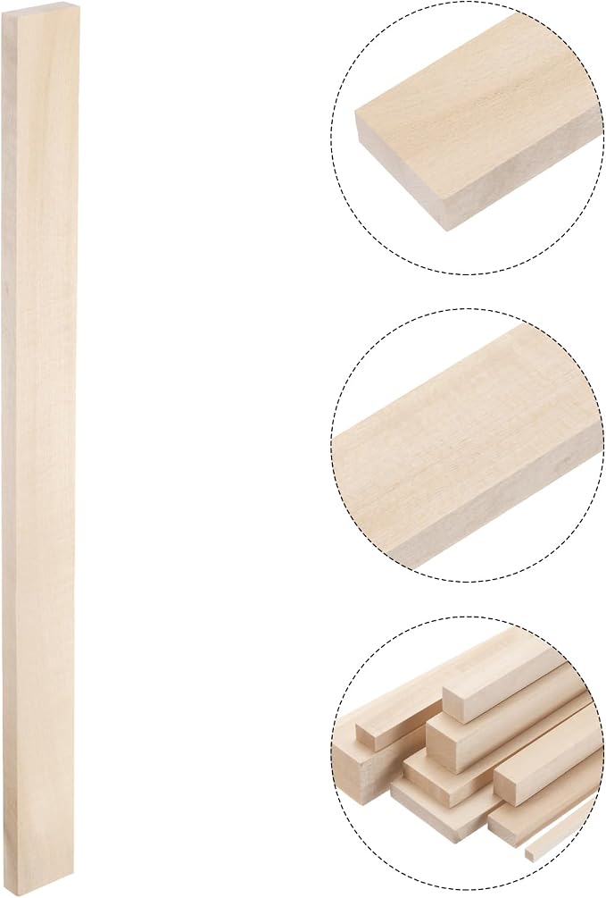 MECCANIXITY 6pcs Wood Sticks, 3/8"x 1.2" x 15" Rectangle Wooden Cube Wood