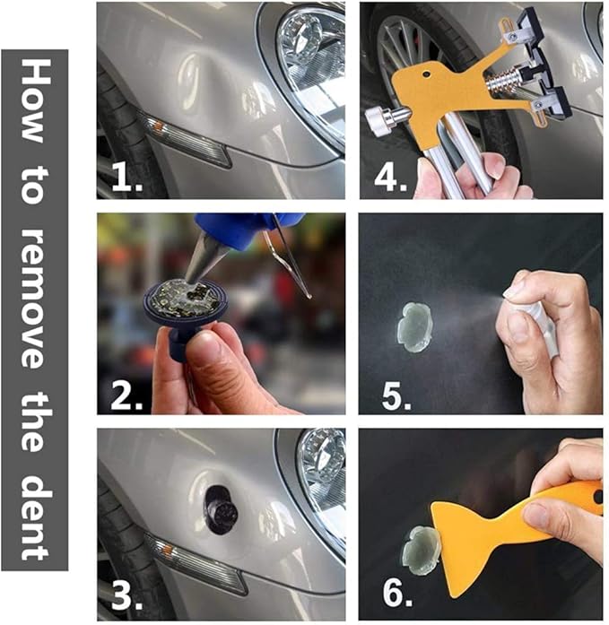 GLISTON 45pcs Paintless Dent Repair Tool Dent Puller Kit, Adjustable Width