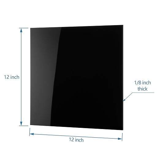 KAITELA Pack of 10 Black Acrylic Sheet 12" x 12" Cast Plexiglass Square 1/8"