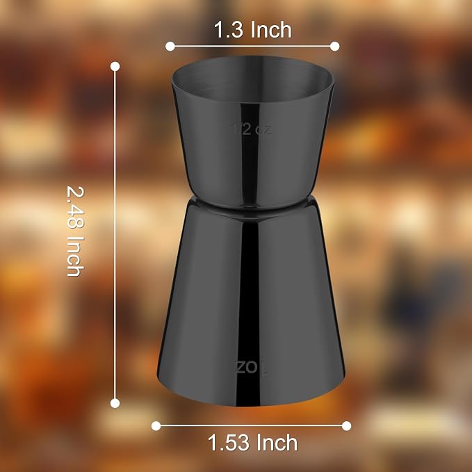 Briout Jigger for Bartending, Flat Edge Black