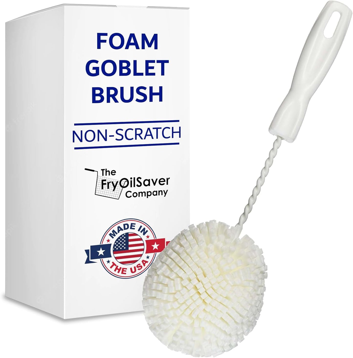 Foam Goblet Wine Glass Cleaner Brush - Foam Wine Glass Brush Cleaner - Non-Scratch & Soft Bristles for Wide Neck Glasses - Dishwasher Safe - For Home, Hotel, Restaurant, Bar - by FryOilSaver Co. B232C
