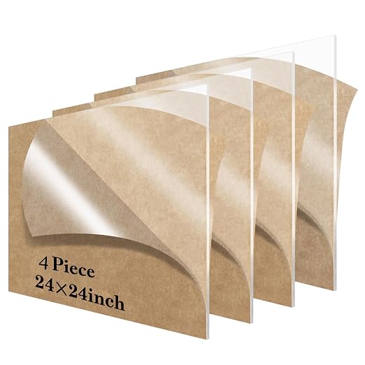 24 x 24 Plexiglass Sheets 1/8 inch Thick 3mm Lesnlok 4 Pieces Clear Acrylic