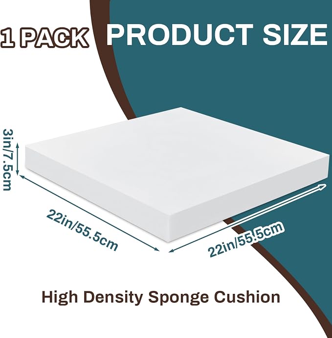 Frienda 1 Pack 3" x 22" x 22" Upholstery High Density Craft Foam Sheets