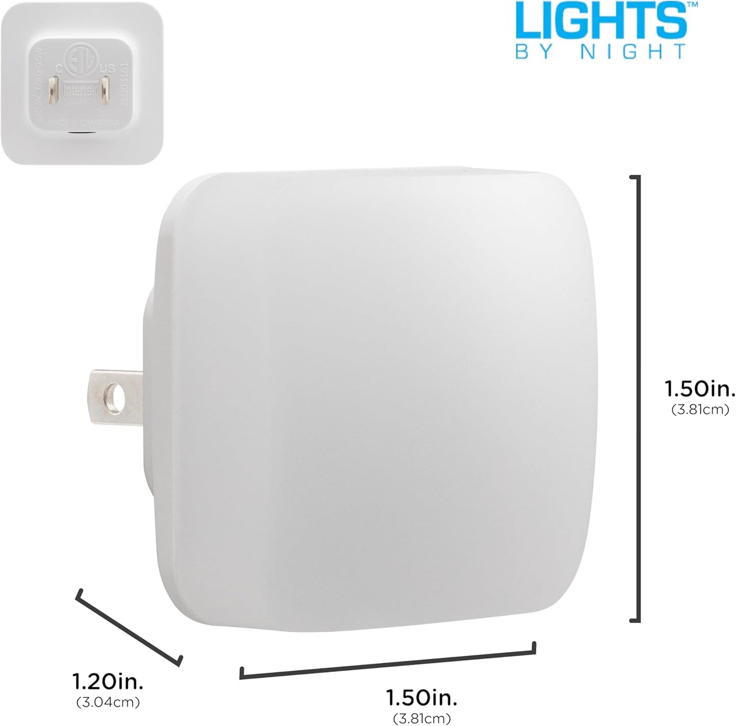 Lights By Night Mini Square LED Night Lights Plug Into Wall, Dusk to Dawn Sensor, Compact, Ambient Lighting, for Kids or Adults, Bedroom, Bathroom, Nursery, Hallway, 4 Pack, 82488