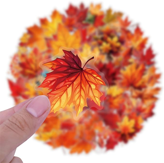 Fall Maple Leaf Stickers, Waterproof PET Vinyl Decals