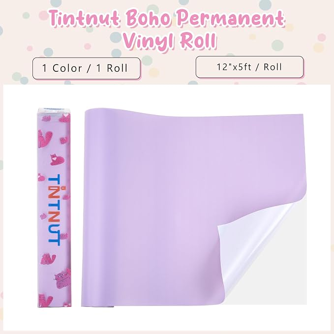 Tintnut Boho Permanent Vinyl Roll 12in x 5ft Pale Lilac Adhesive Vinyl | Solid