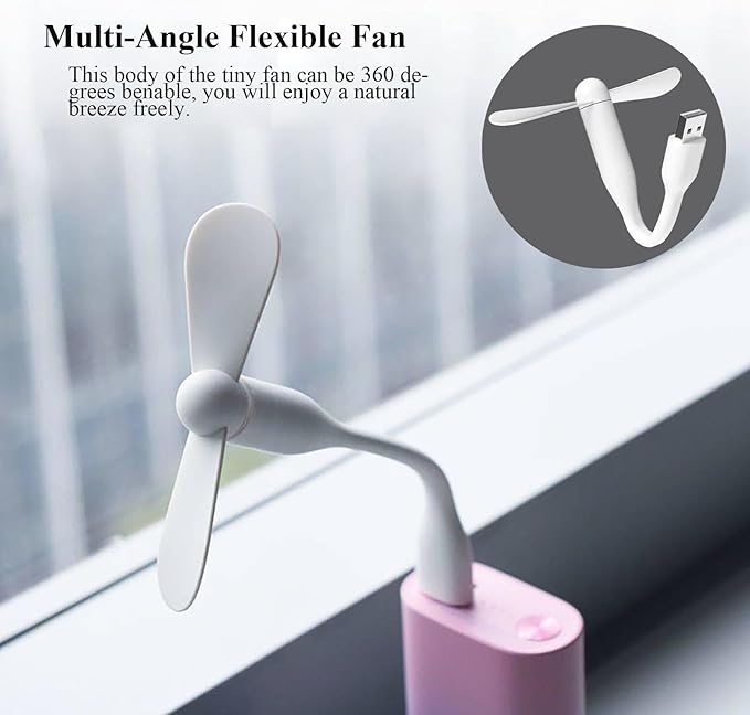 Mini USB Fan, Portable Pocket Fan USB-A Powered Little Cooler, Quiet Operation, for Home Office Car Outdoor Travel- 4 Pack (White)