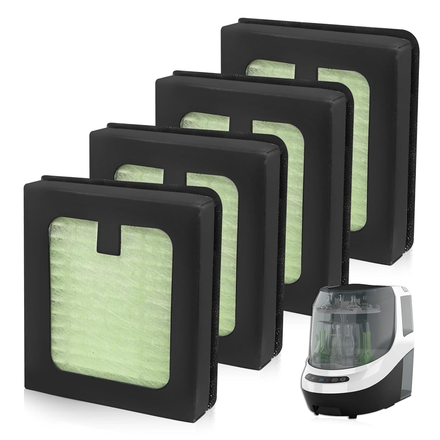 4 Pack HEPA Filter Replacement Compatible with Baby Brezza Bottle Dryer Advanced and Baby Brezza Bottle Washer Pro