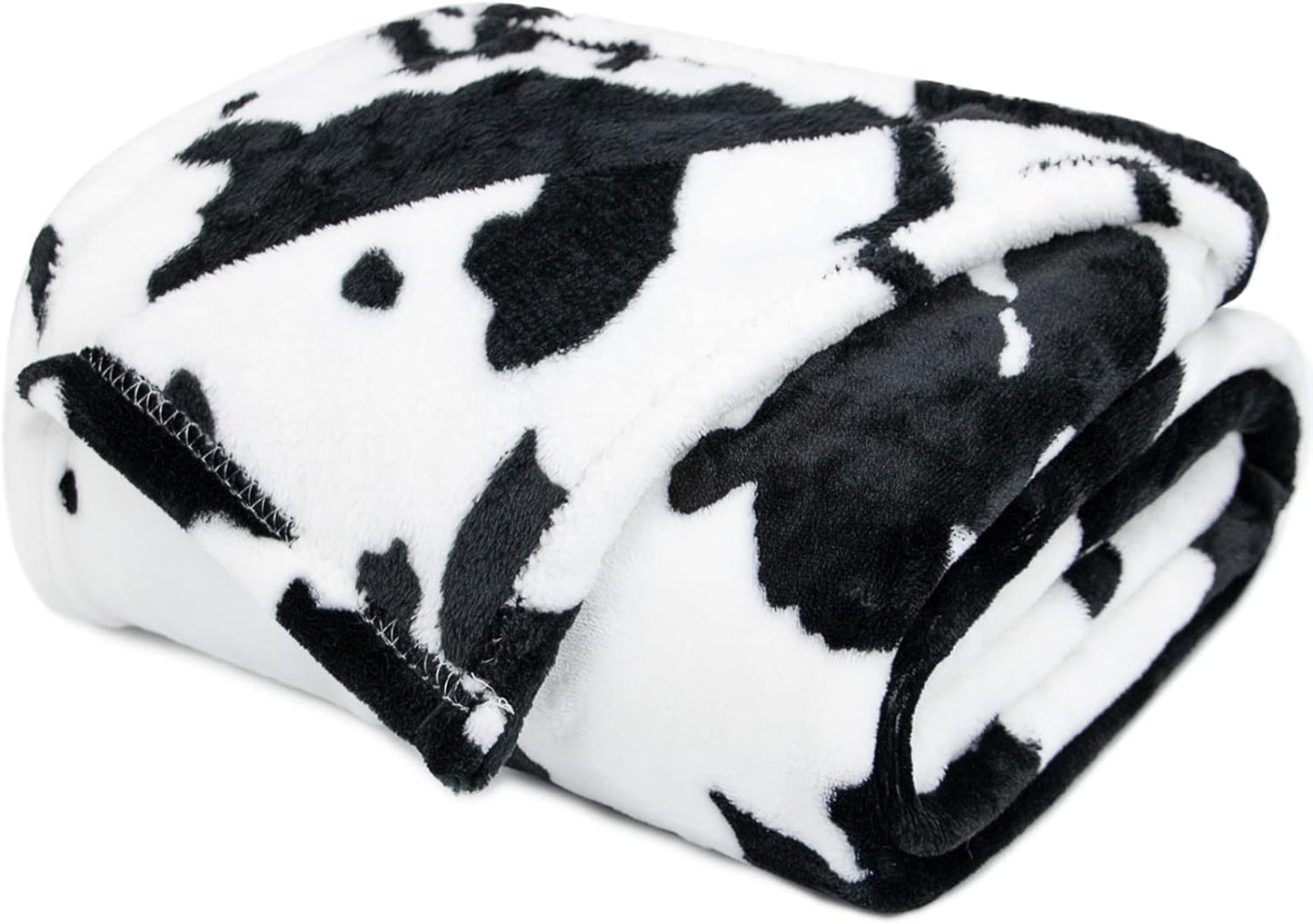 Cow Print Blanket Black & White - 50"x60" Plush Soft Fuzzy Fleece Throw for Adults Kids, All-Season Lightweight Bedding Decor, Gifts for Cow Lovers Birthday