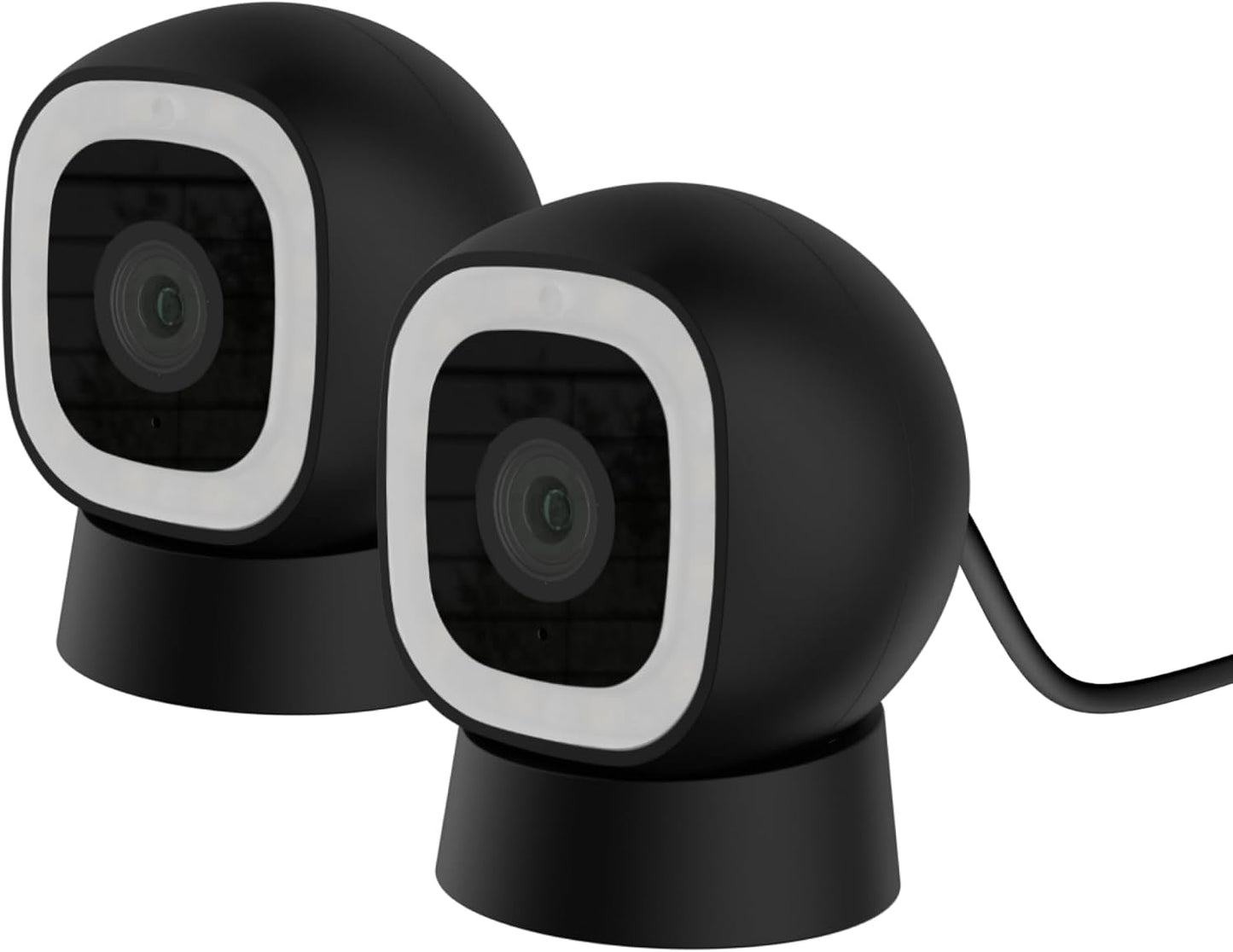 Luna 2K AI Wired Cameras for Home Security Outdoor/Indoor, 2.4GHz Wi-Fi, Smart Motion Alerts, Color Night Vision, Spotlight/Siren, Magnetic Mount, Cloud & CVR Storage, 2-Way Audio (2-Pack, Black)