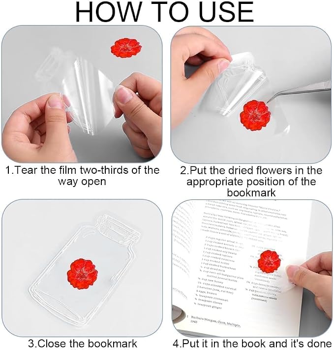 Dried Flower Bookmark Making, Handmade Clear Plastic Floral Book Marks