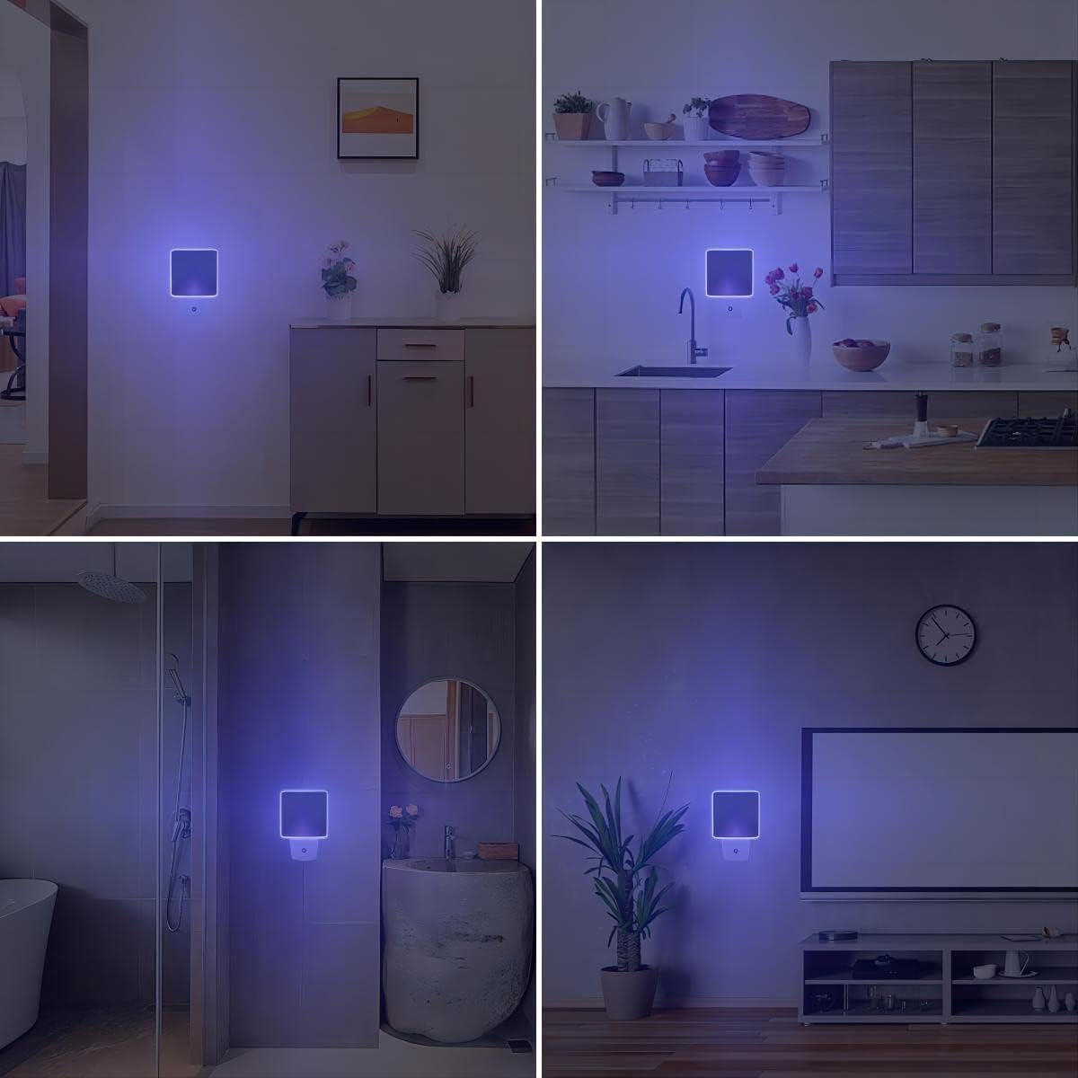 KINUR Blue Night Light,2 Pack LED Night Lights Plug into Wall with Dusk to Dawn sensors, Plug in Night Lights for Kids Room, Bedroom, Bathroom, Baby Nursery,Stair Lights, Hallway Light