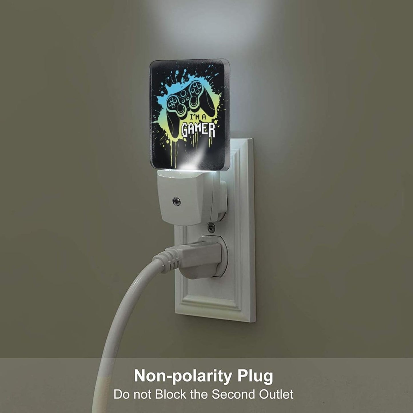I'm A Gamer Night Light,Plug Into Wall with Dusk to Dawn Light Sensors, Warm Nightlights for Bedroom, Bathroom, Hallway, Kitchen, Gifts Ideal for Boys Girls Women Men