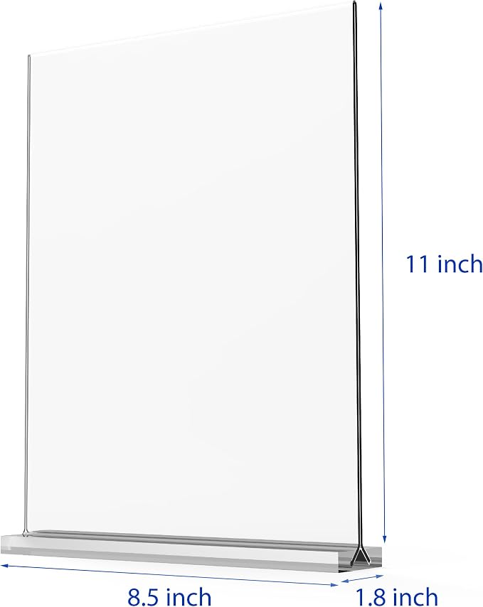 newnewshow Acrylic Sign Holder 8.5x11 Inch 6 Pack Vertical T Shape Double-Sided