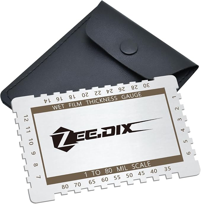 ZeeDix Stainless Steel Metal Wet Film Thickness Gauge Comb, 1-80 Mil Scale