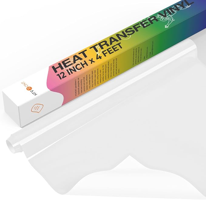 HTVRONT Heat Transfer Vinyl Roll -12" x 4FT White HTV Vinyl