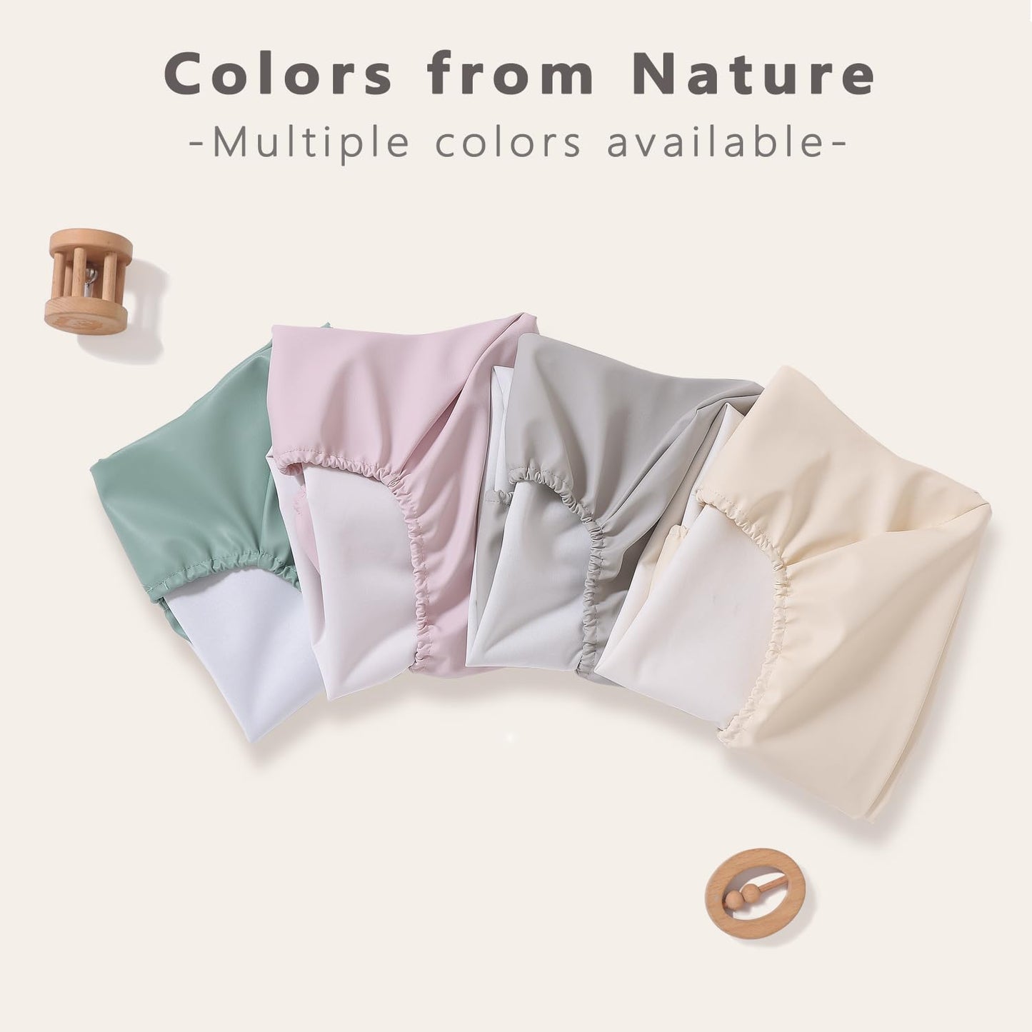 Vegan Leather Baby Changing Pad Covers for Girl, Boy, Waterproof & Wipeable Soft Diaper Changing Mat Cover.Fits Standard Changing Pads with Dimensions of 32" x 16". (Beige)
