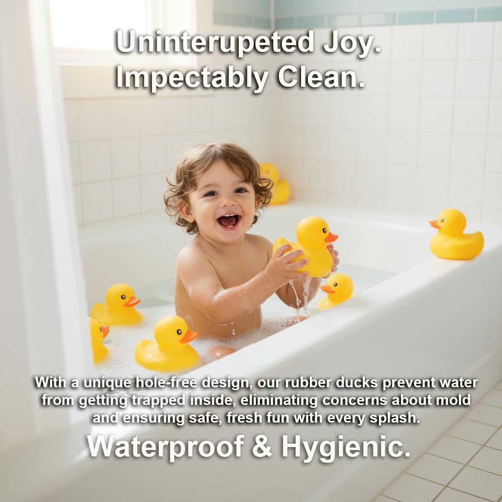 10.3" No Hole Giant/Big/Large Waterproof No 'Bebe' Noise Rubber Funny Yellow Duck/Ducikes Bath/Pool/Water Toy Without Hole for Kids Office Home Desktop Decor and IT Programmer Partner