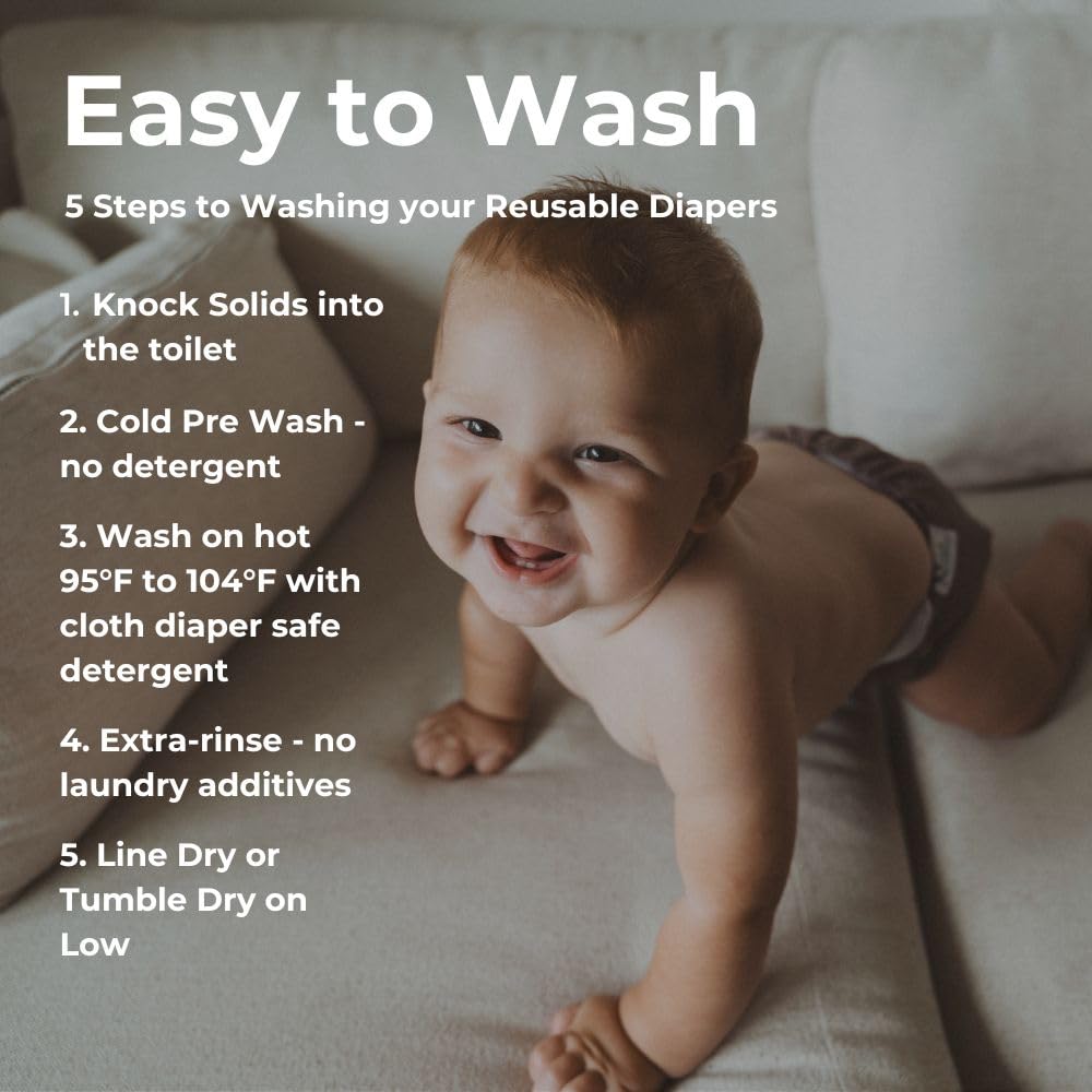 Nora's Nursery Cloth Diapers 7 Pack with 7 Inserts & 1 Wet Bag - Waterproof Cover, Washable, Reusable & One Size Adjustable Pocket Diapers for Newborns and Toddlers - Modern Blooms