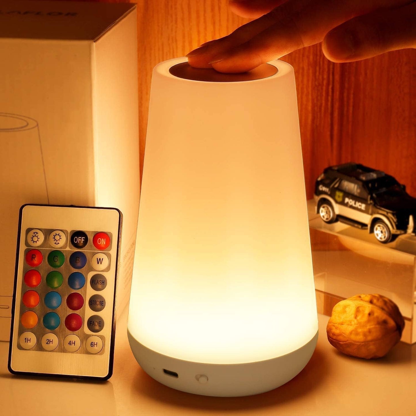 THAUSDAS Night Light, Dimmable Touch Lamp for Bedroom, Portable Table Bedside Lamp, 5 Brightness 13 RGB Colors, Night Lights for Baby Nursery Bathroom
