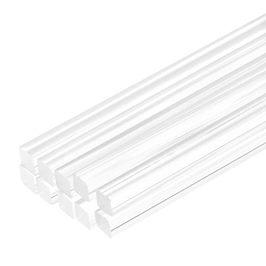 MECCANIXITY 10pcs Acrylic Square Rods 1/4" x 14" Clear Acrylic Dowel Rods