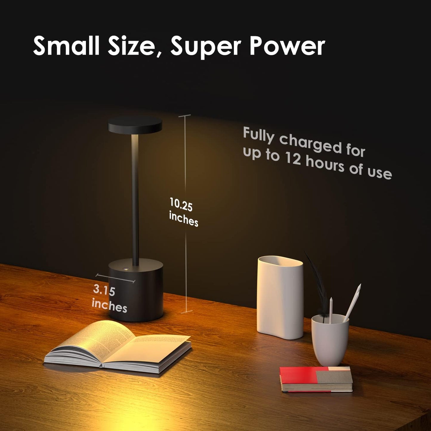 Cordless Table Lamps Rechargeable - Outdoor Portable LED Table Light 5000mAh Battery Operated Lamp 3 Color Stepless Dimming with Memory Function for Restaurant Dining Patio 2Pack Black