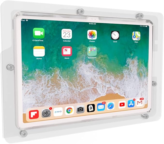 TABcare Anti-Theft Acrylic VESA Enclosure for Apple iPad 10 10.9" 2022, iPad 11" 2025 with Free Wall Mount Kit & 90-Degree Angle USB C Charge Cable (Clear)
