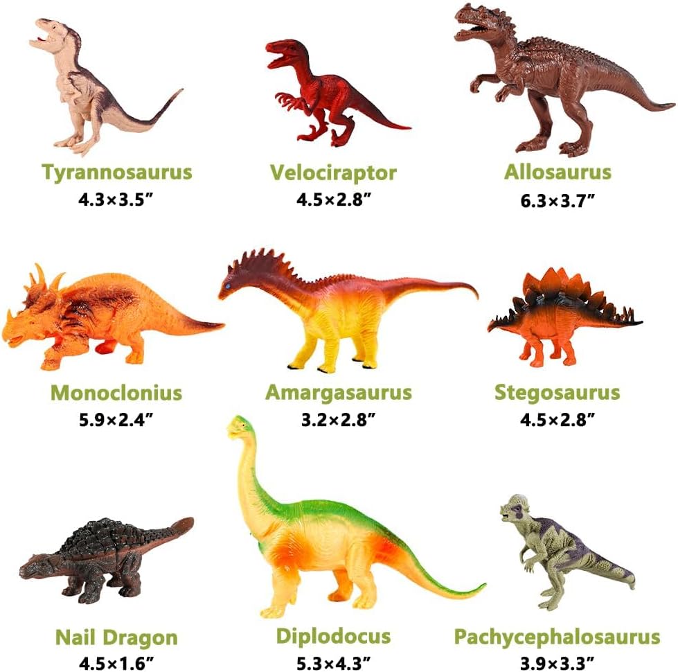 Kimicare Kids Dinosaur Figures Toys, 18 Pcs Jumbo Plastic Dinosaur Toys for Kids 3-5, STEM Educational Realistic Dinosaurs Figurine Playset for Boys Girls Toddlers