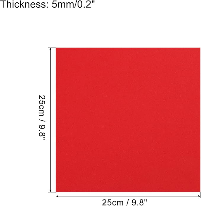 MECCANIXITY EVA Foam Sheets Red 9.8 Inch x 9.8 Inch 5mm Thick Crafts Foam Sheets