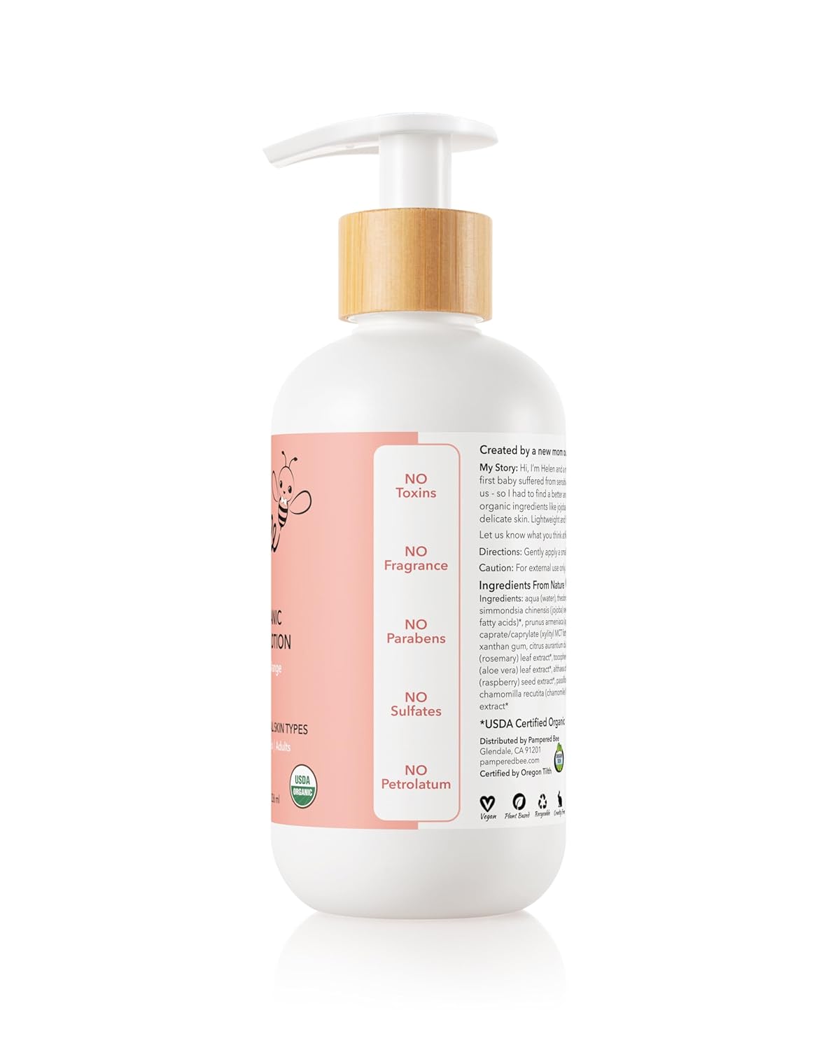 Organic Body Lotion (Light Orange) for Babies, Toddlers and Kids, With Capuaçu Seed Butter and Marshmallow Root - Moisturizing, Softening, Hydrating, 8 oz