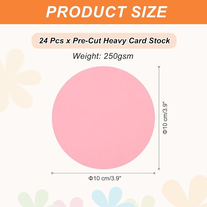 MECCANIXITY 24 Pcs Circle Card Stock, 3.9 Inch Round Cutouts Paper Thick