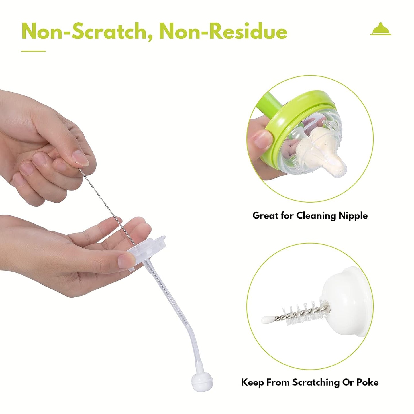 Baby Bottle Brush with One Base Hidden Nylon Nipple Cleaner, 2 Pcs Sponge Nipple Brushes, 2 Pcs Straw Brushes, Bottle Brush with Nipple Cleaner and Suction Cup (Pink)