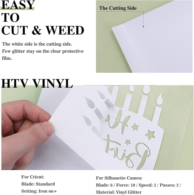 HTVRONT White Glitter HTV Vinyl