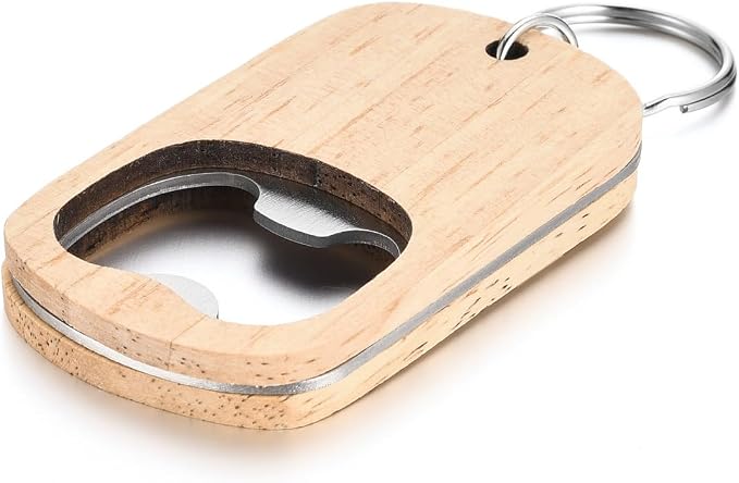 10 Pcs Wooden Keychain Blanks Wood Bottle Opener Bulk Laser Engraving Blanks