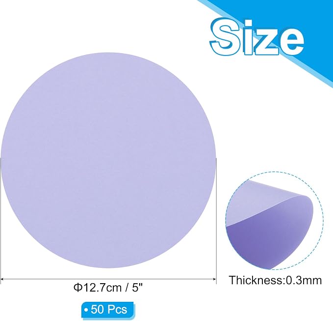 PATIKIL 5inch Circle Card Stock, Light Purple