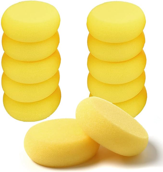 WAFJAMF 12 Pcs Round Painting Sponge 2.96 Inch Craft Clay Yellow | Pottery