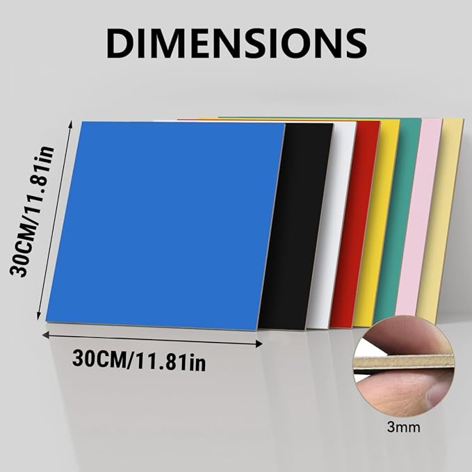 8 Pack Pre-Painted Colored Plywood Sheets, Basswood