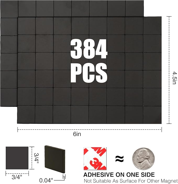 Magnetic Squares Pieces with Adhesive Backing, Self Sticky Magnets