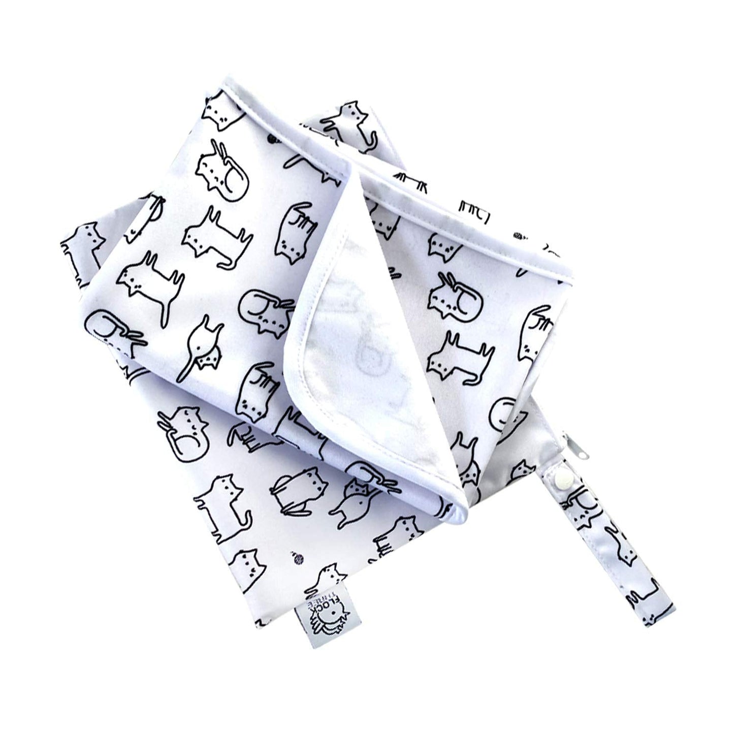 Flock Three Waterproof Baby Diaper Changing Pad with Storage Bag (28.7" X 19.7") Washable Wipeable Reusable Leak Proof Diaper Travel Mat Station Changing Mattress Liner Cribs Bed Cover, Cats