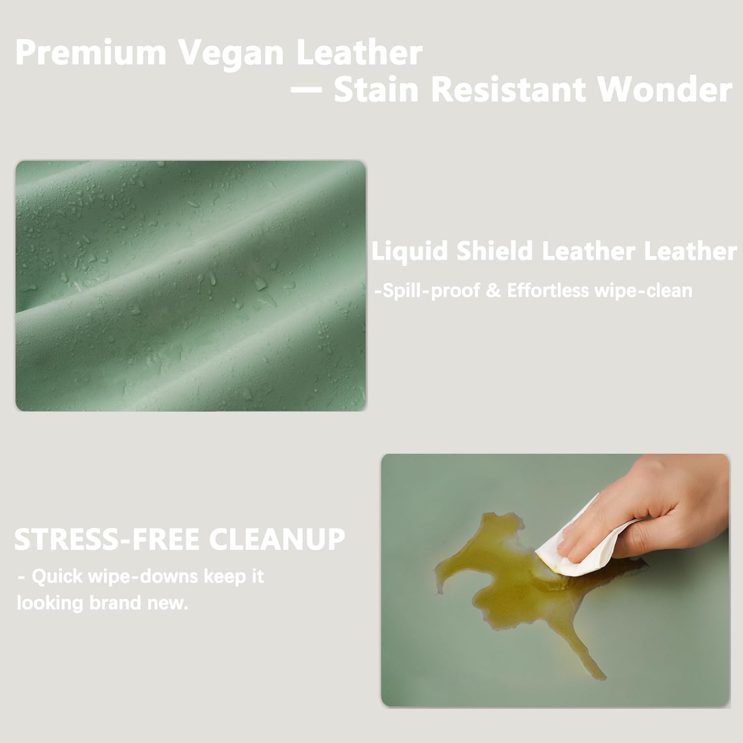Vegan Leather Changing Pad Cover - 31"X 16" - Waterproof Wipeable, Extra Thick & Portable & Non-Slip Diaper Mat - Fits Standard Changing Tables for Baby Boy Girl (Green)